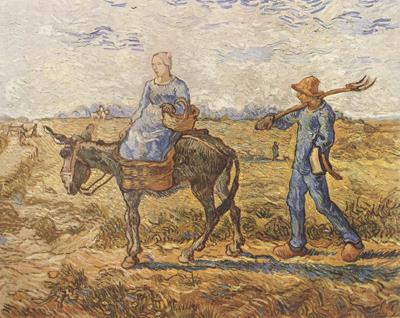 Vincent Van Gogh Morning:Peasant Couple Going to Work (nn04) Spain oil painting art